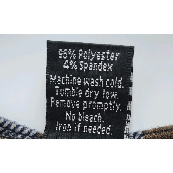 WinWin Button Sleeve Tunic Top Shirt Womens L-XL Blue Brown Plaid V-Neck Casual - Picture 6 of 9